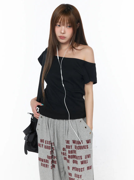 basic-boat-neck-short-sleeve-tee-cy529 / Black