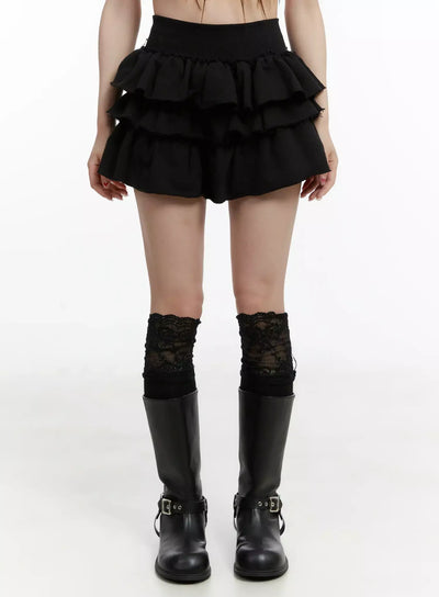 tiered-mini-skirt-ij516 / Black