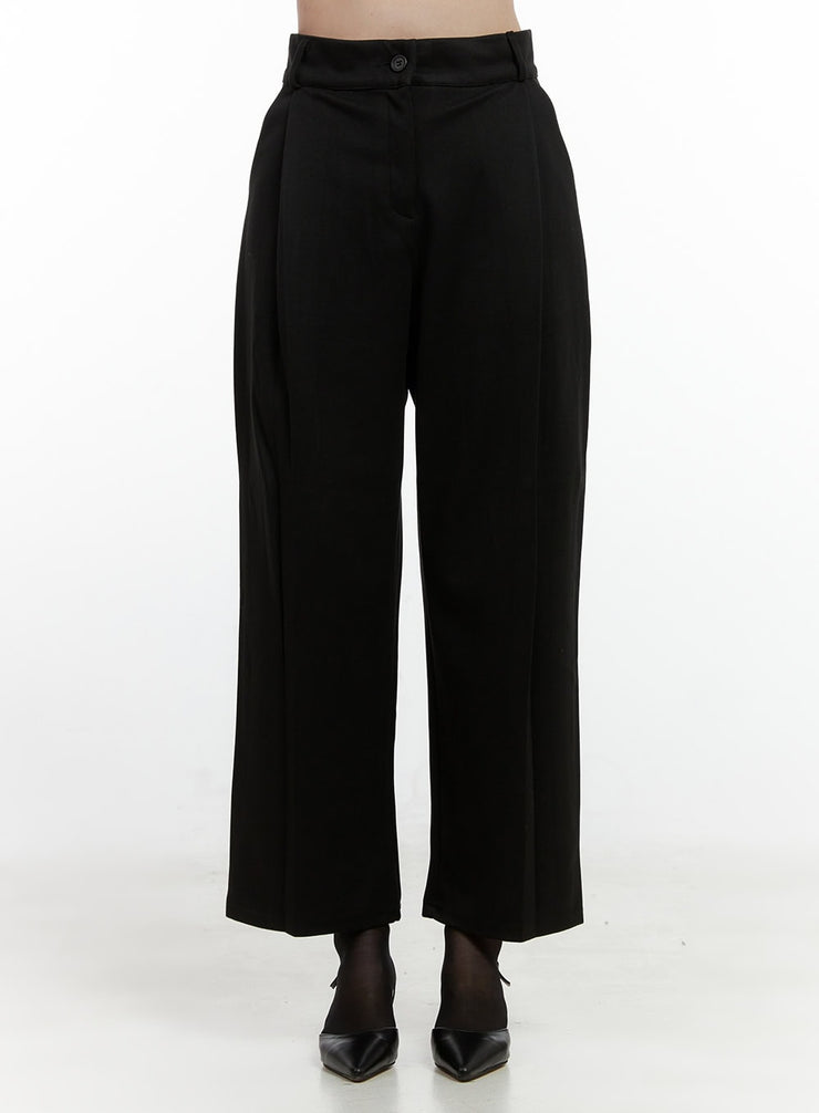 elegant-pintuck-trousers-on408 / Black