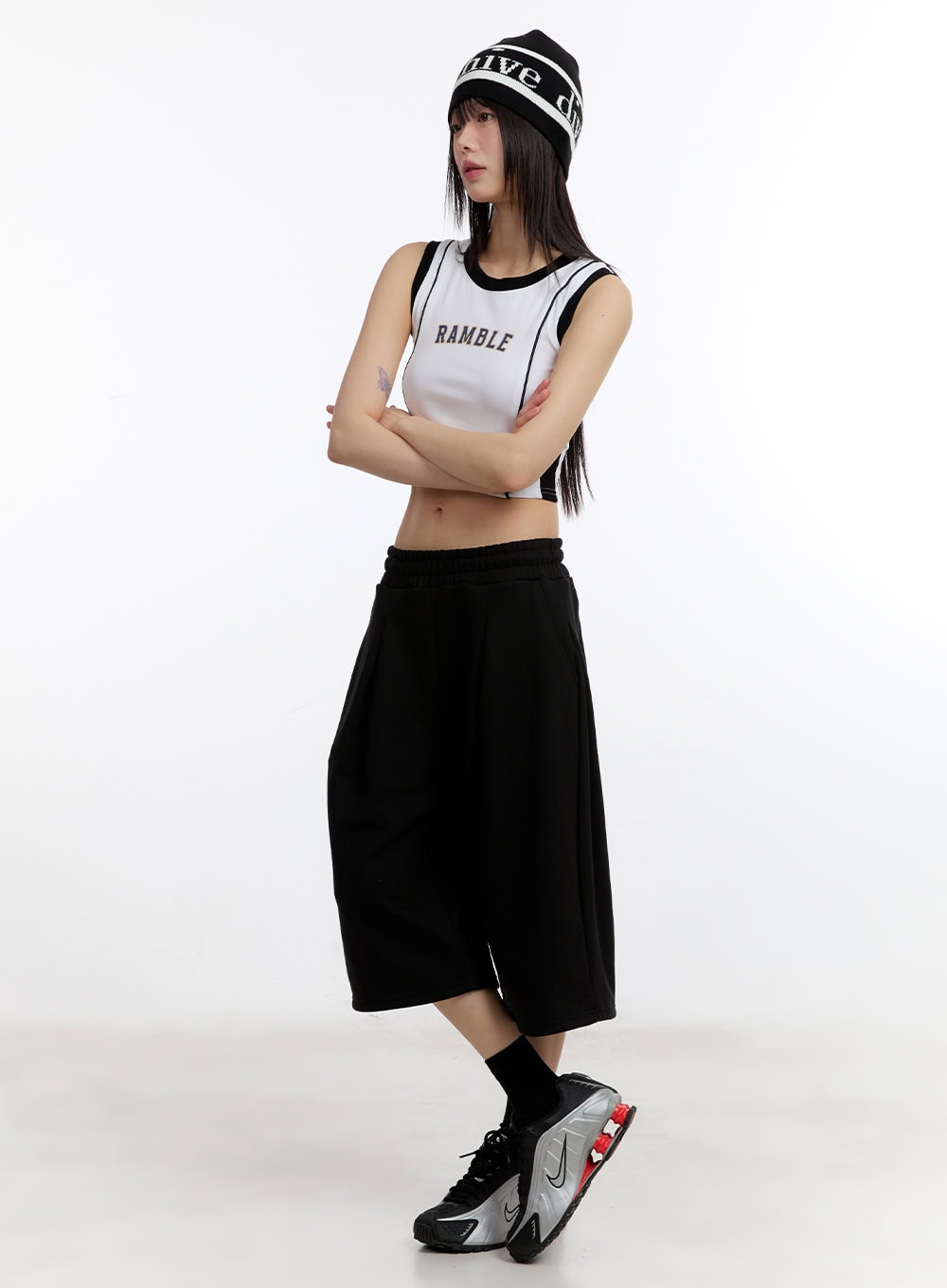 oversize-midi-bermuda-sweatshorts-ca509 / Black