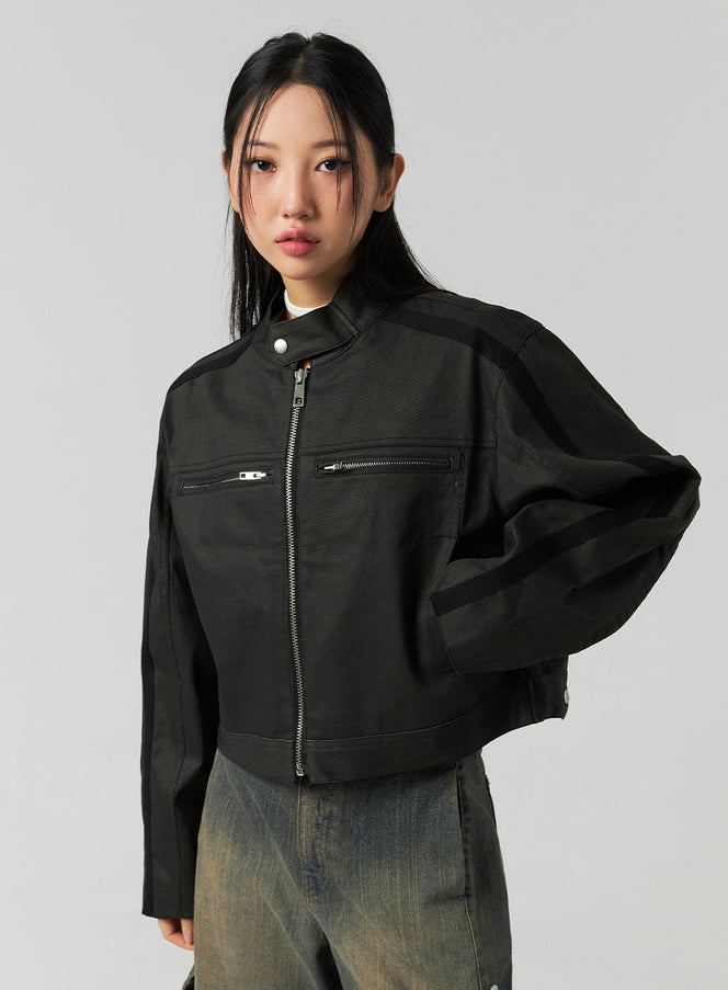 cotton-chic-zip-up-jacket-co323 / Black