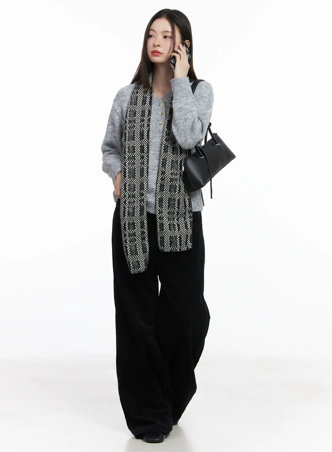 corduroy-wide-leg-pants-cj507 / Black