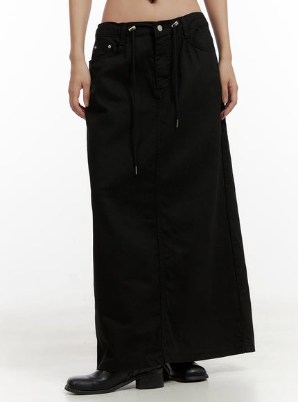 string-waist-maxi-skirt-cl431 / Black