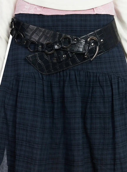 croc-embossed-wide-belt-f516 / Black