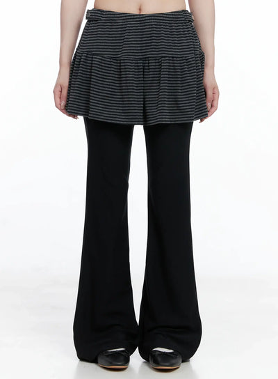 striped-layered-skirt-pants-cs501 / Black