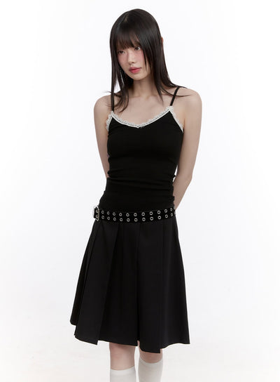 slim-fit-lace-trim-cami-cf512 / Black