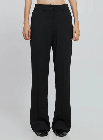classic-high-waist-bootcut-pants-in507 / Black