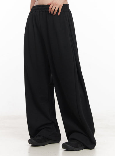 comfy-wide-leg-lounge-sweatpants-iy516 / Black
