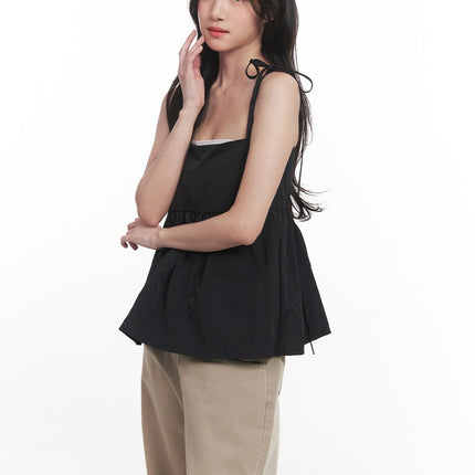 flare-square-neck-ribbon-cami-top-ca511 / Black