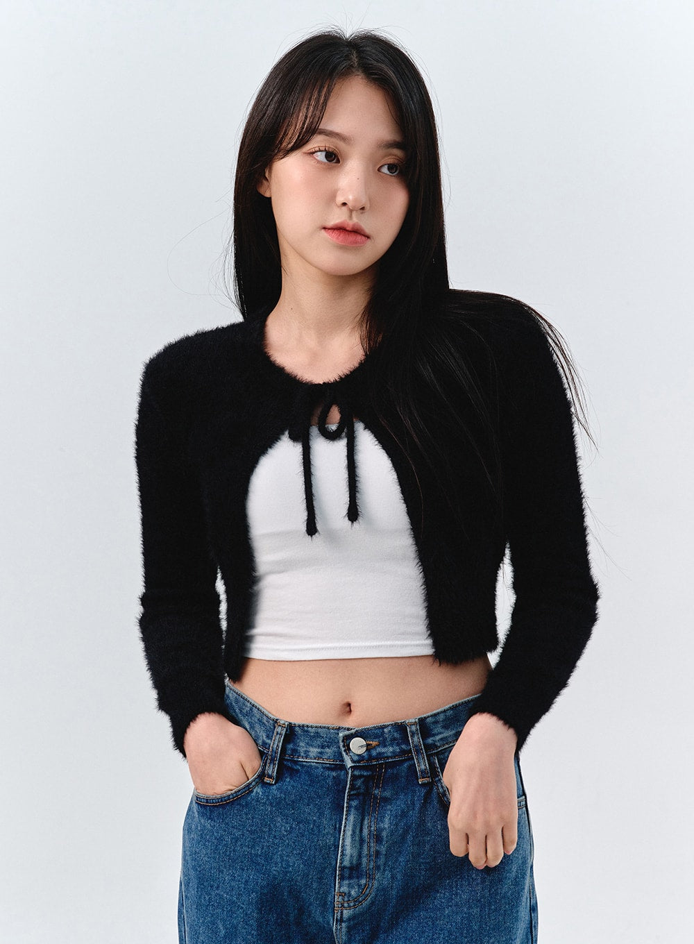 boucle-ribbon-tie-bolero-oo316 / Black