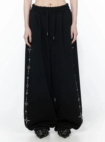 star-embroidered-sweatpants-iy515 / Black
