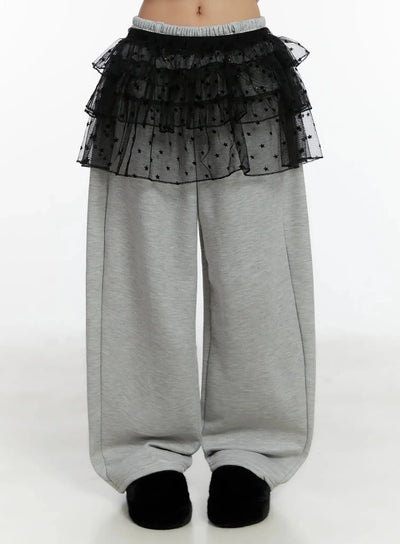 layered-star-mesh-skirt-id525 / Black