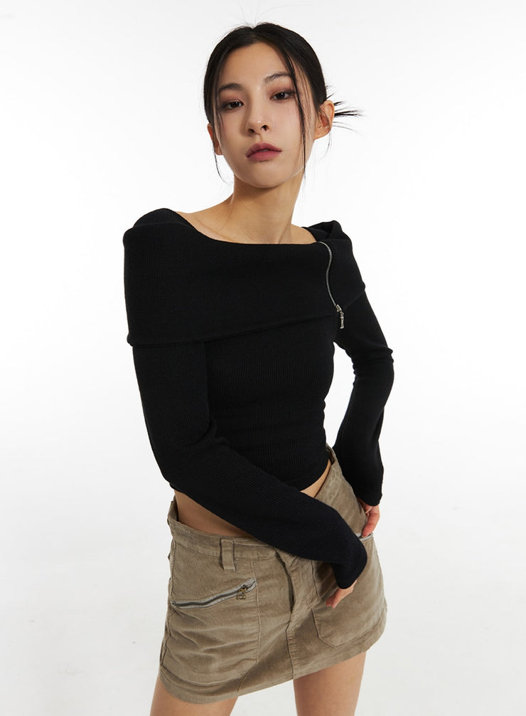 off-shoulder-crop-top-in308 / Black