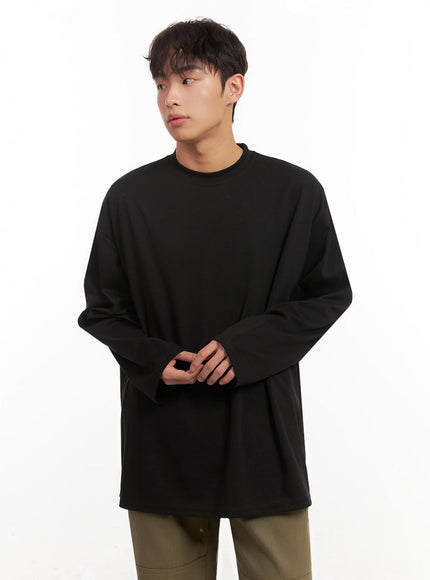 mens-long-sleeve-oversized-tee-black-id431 / Black