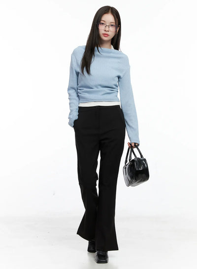 side-slit-bootcut-trousers-co503 / Black