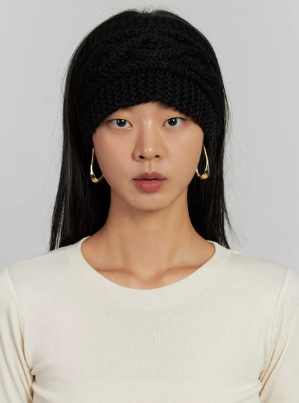 winter-knit-hearband-ij505 / Black