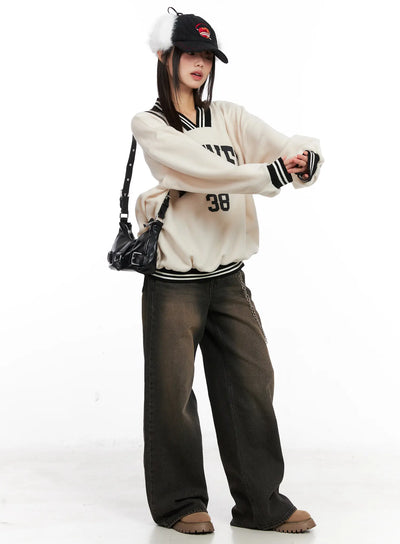 gaeul-vintage-washed-wide-leg-jeans-cn521 / Black