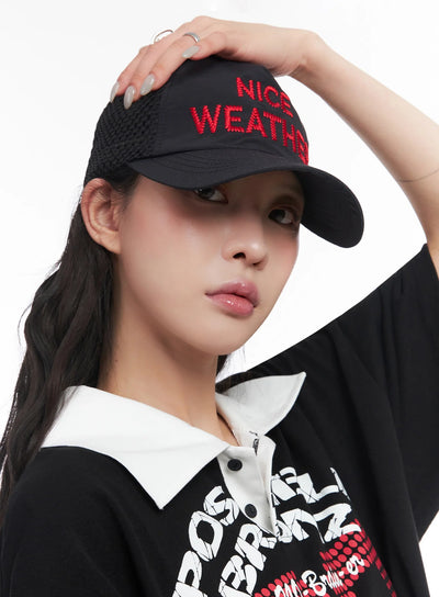 embroidered-mesh-baseball-cap-ic503 / Black
