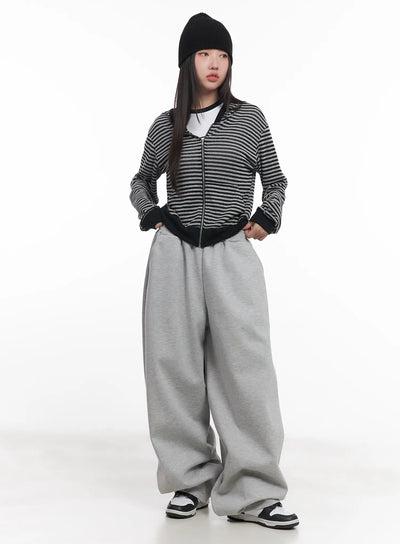 striped-zip-up-hoodie-cu517 / Black