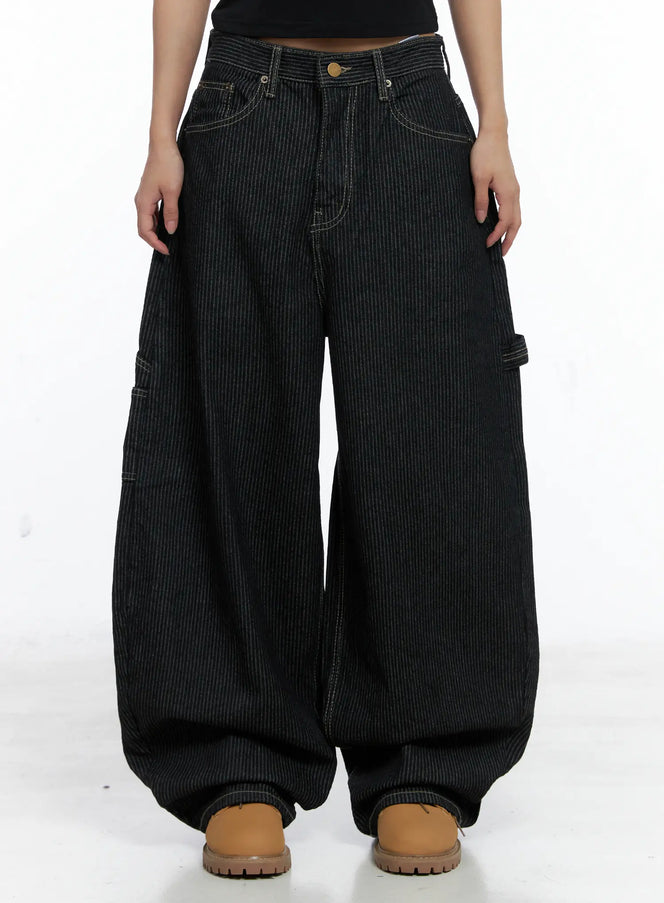 harris-pocket-patch-wide-leg-jeans-cs505 / Black