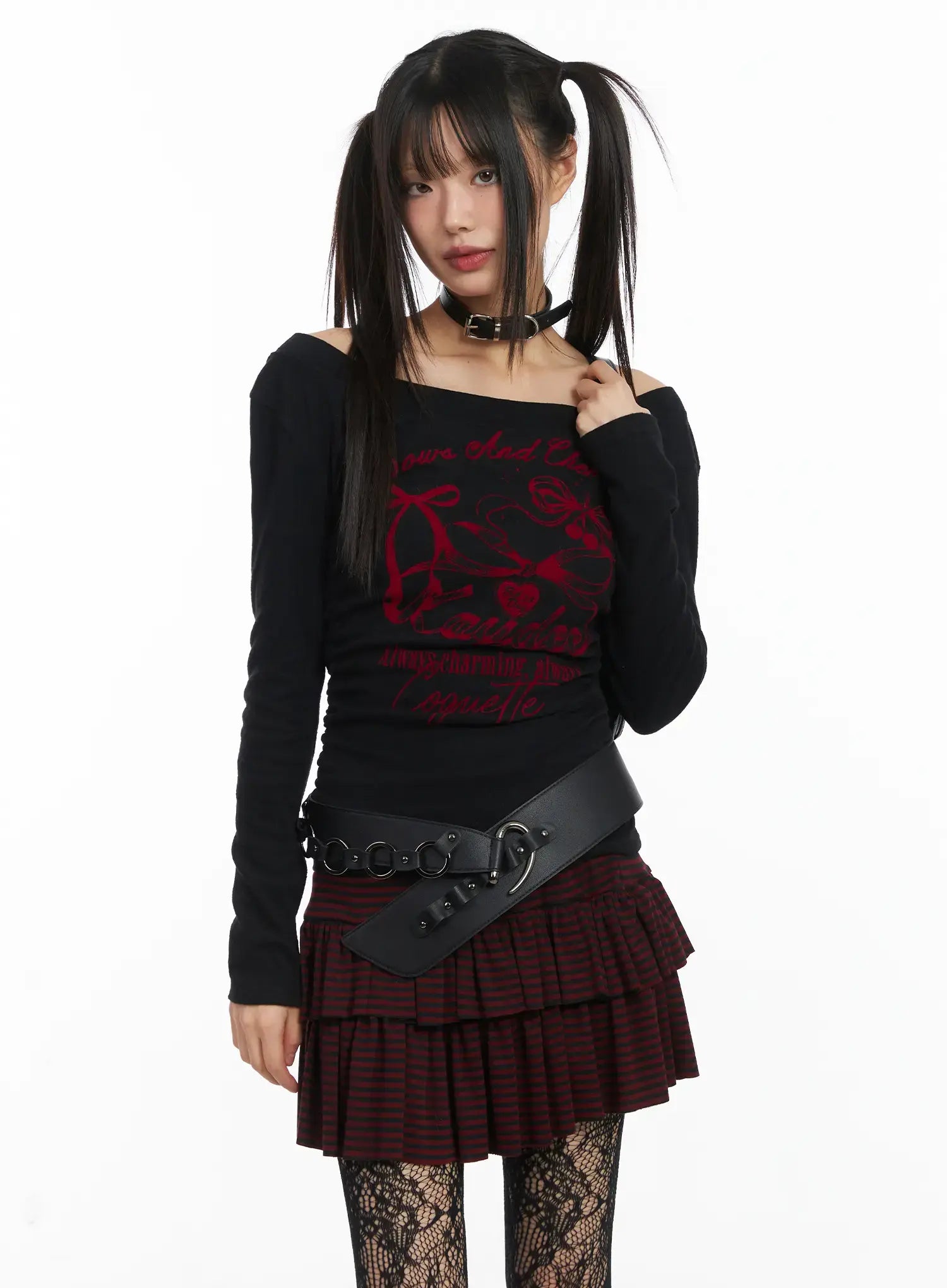 off-shoulder-long-sleeve-top-cd519 / Black