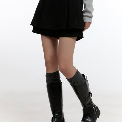 pleated-charm-mini-skirt-cn421 / Black