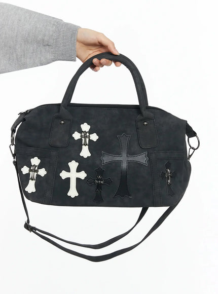 cross-patch-shoulder-bag-im504 / Black