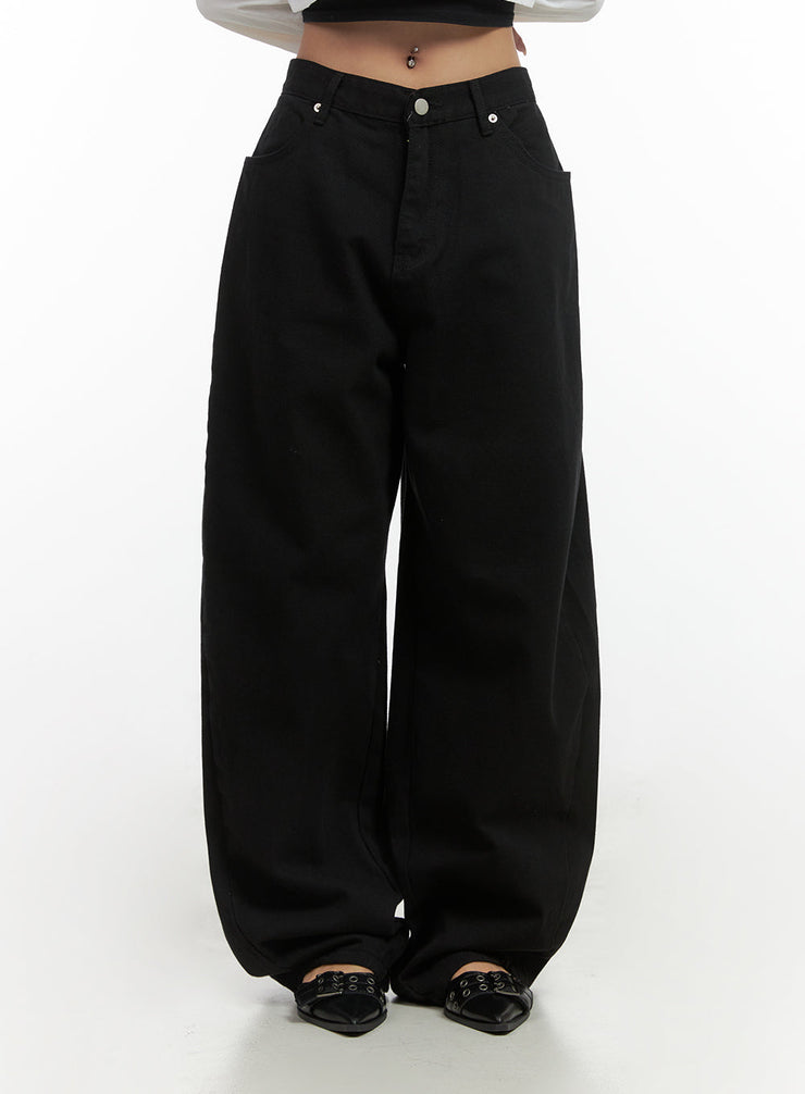 comfy-cotton-wide-leg-trousers-co414 / Black