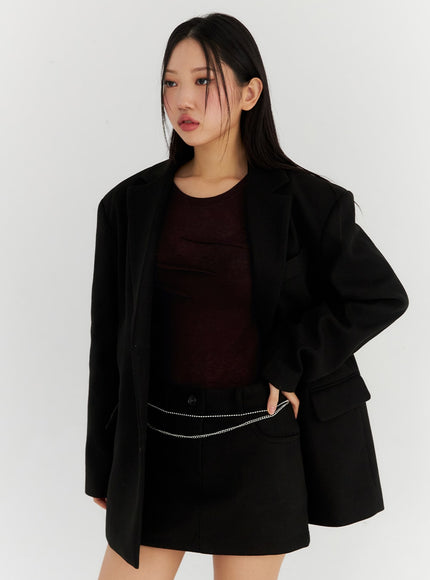 oversized-midi-tailored-jacket-cn315 / Black