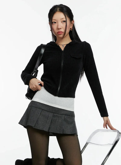 ribbed-zip-up-hoodie-id525 / Black