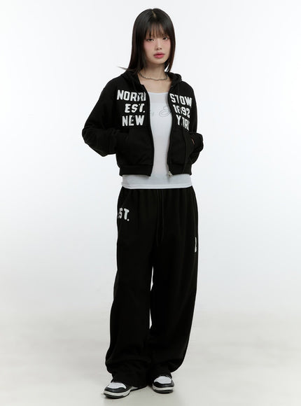 Cozy Embroidered Wide-Leg Sweatpants CF506