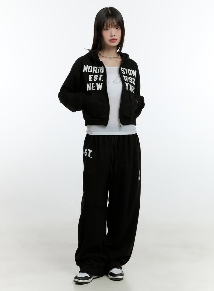 Cozy Embroidered Wide-Leg Sweatpants CF506