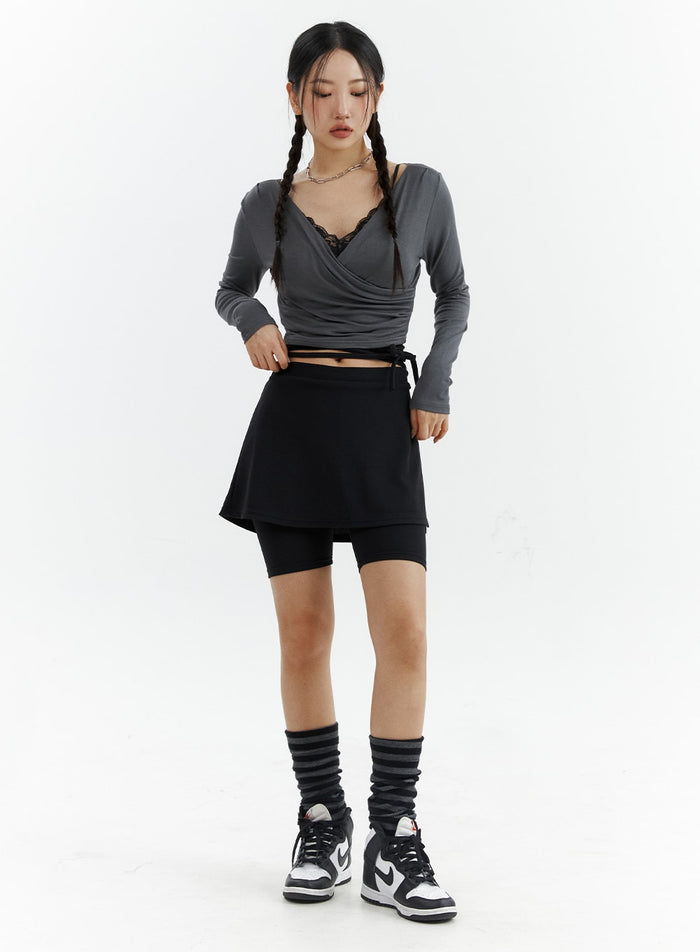 basic-layered-leggings-shorts-cj424 / Black