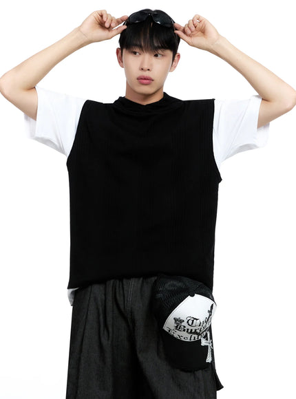 mens-knit-tank-hoodie-ig520 / Black