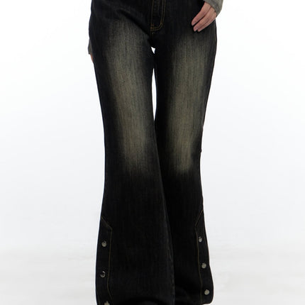 keira-classic-buttoned-bootcut-denim-jeans-cs425 / Black