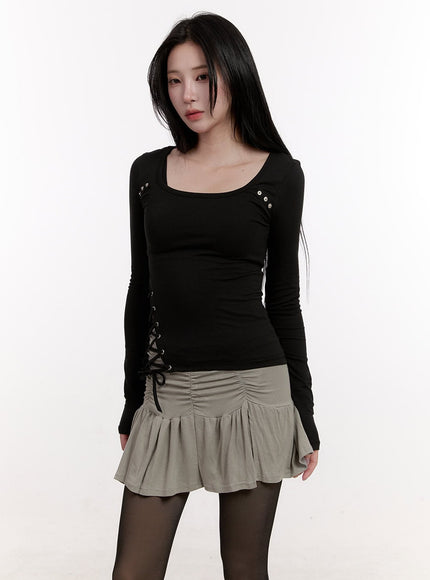 Asymmetric Lace-Up Slim-Fit Top CJ531