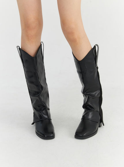 stitched-long-boots-co330 / Black