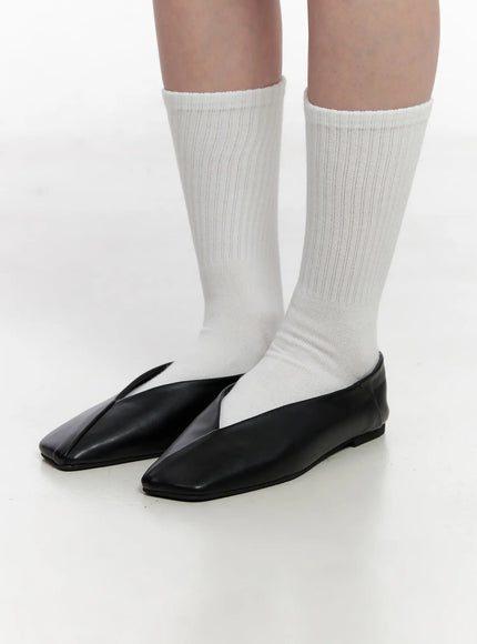 square-crossline-ballet-flats-co524 / Black