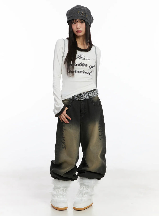 yebi-vintage-washed-baggy-jeans-cd518 / Black