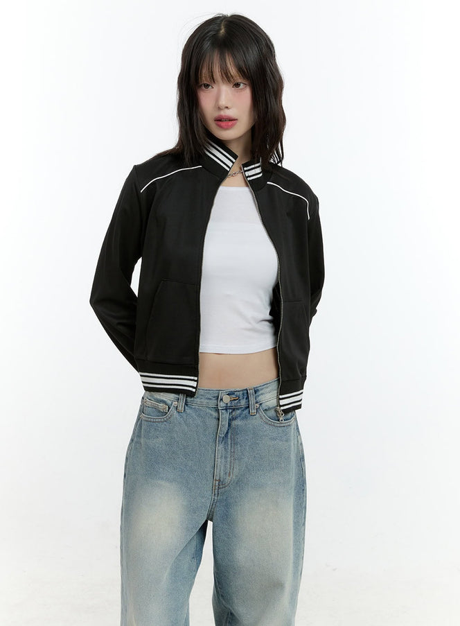 Zip-Up Crop Track Jacket CF506