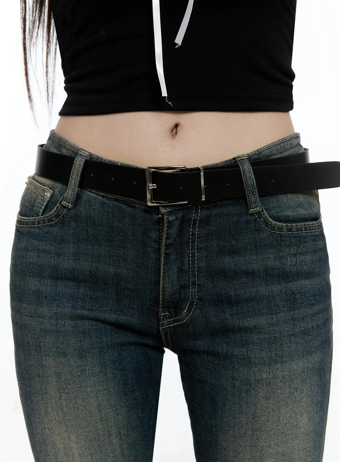 classic-square-buckle-belt-io520 / Black