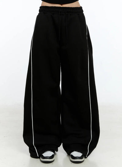 wide-leg-track-sweatpants-cn517 / Black