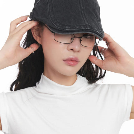 vintage-newsboy-denim-cap-ic503 / Black