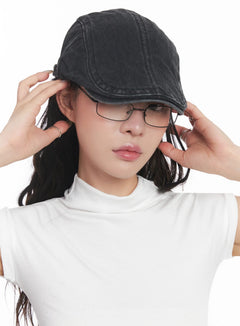 vintage-newsboy-denim-cap-ic503 / Black