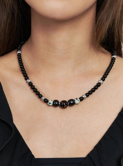 faux-gem-choker-necklace-co513 / Black