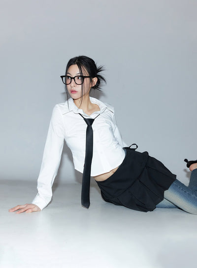 Pleated Wrap Mini Skirt CM504