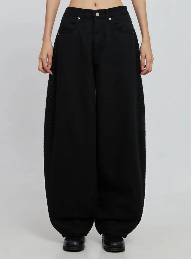 maxine-wide-leg-tweed-pants-io530 / Black