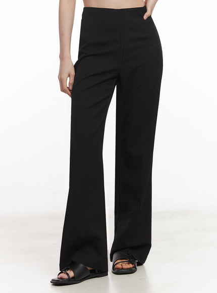 high-waisted-bootcut-slacks-iy508 / Black