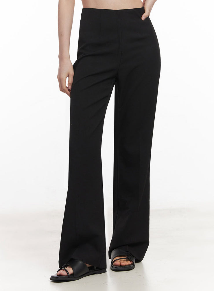 high-waisted-bootcut-slacks-iy508 / Black