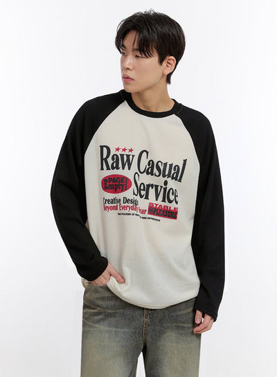 mens-casual-graphic-long-sleeve-t-shirt-if528 / Black